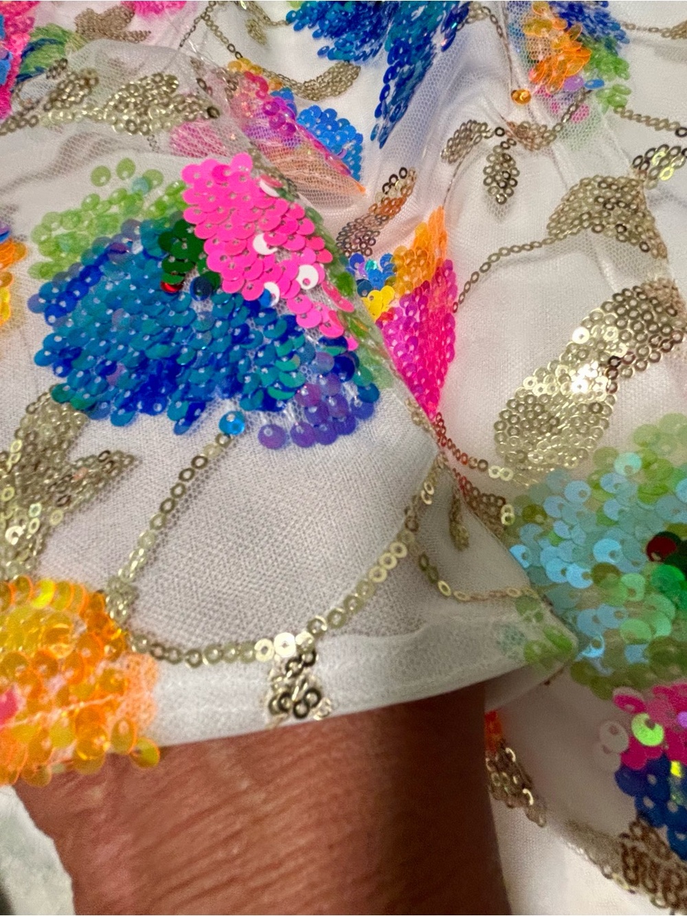 High-Waist Sequin Floral Shorts - White with Multicolor Sequins - Picture 4 of 5